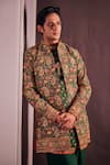 Buy_The Royaleum_Multi Color Silk Hand Embroidered Floral Tariq Jacket With Kurta Set _Online_at_Aza_Fashions