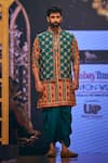 Shop_The Royaleum_Multi Color Silk Hand Embroidered Stripe Mazhar Kurta Set With Bundi _at_Aza_Fashions