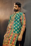 The Royaleum_Multi Color Silk Hand Embroidered Stripe Mazhar Kurta Set With Bundi _Online_at_Aza_Fashions