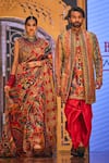 Shop_The Royaleum_Multi Color Silk Hand Embroidered Floral Umer Jacket With Kurta Set _at_Aza_Fashions