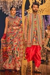 The Royaleum_Multi Color Silk Hand Embroidered Floral Umer Jacket With Kurta Set _Online_at_Aza_Fashions