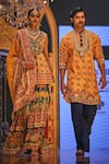 The Royaleum_Multi Color Silk Hand Embroidered Floral Yasir Kurta With Pant _Online_at_Aza_Fashions