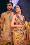 Shop_The Royaleum_Multi Color Silk Hand Embroidered Patchwork Naeem Kurta With Pant _Online_at_Aza_Fashions