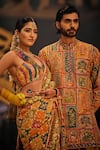 Shop_The Royaleum_Multi Color Silk Hand Embroidered Patchwork Naeem Kurta With Pant 