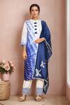 Buy_Samyukta Singhania_Off White Chanderi, Silk Tassels Bandeau Shibori Dyed Straight Kurta Pant Set _at_Aza_Fashions