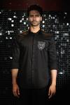 Buy_Sanjana reddy Designs_Black Stretchable Cotton Embroidered Cutdana Tiger Shirt _at_Aza_Fashions