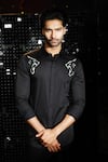 Buy_Sanjana reddy Designs_Black Stretchable Cotton Embroidered Salli Panther Shirt _at_Aza_Fashions