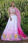 Buy_Label Priyanka Kar_Pink Double Satin Hand Embroidered Botanical Sweetheart Ombre Lehenga Blouse Set _at_Aza_Fashions