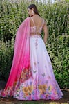 Shop_Label Priyanka Kar_Pink Double Satin Hand Embroidered Botanical Sweetheart Ombre Lehenga Blouse Set _at_Aza_Fashions