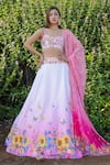 Shop_Label Priyanka Kar_Pink Double Satin Hand Embroidered Botanical Sweetheart Ombre Lehenga Blouse Set _Online_at_Aza_Fashions