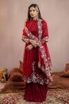 Buy_Aanchal Vijaywargi_Maroon Organza And Georgette Embroidery 3d Aadhya Placement Anarkali Pant Set _at_Aza_Fashions