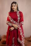 Buy_Aanchal Vijaywargi_Maroon Organza And Georgette Embroidery 3d Aadhya Placement Anarkali Pant Set _Online_at_Aza_Fashions