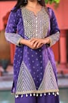 Shop_Samyukta Singhania_Blue Natural Crepe Print Embroidery Motif Gota Embellished Kurta And Sharara Set _Online_at_Aza_Fashions