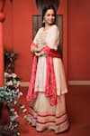 Shop_Samyukta Singhania_White Chinnon Embroidery Thread Round Neck Blossom Anarkali And Gharara Set _Online_at_Aza_Fashions