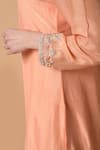 Buy Samyukta Singhania Peach Organza, Silk Embroidery Split V-neck Flower Yoke Kurta Pant Set Online at Aza Fashions Buy_Samyukta Singhania_Peach Organza, Silk Embroidery Split V-neck Flower Yoke Kurta Pant Set _Online_at_Aza_Fashions