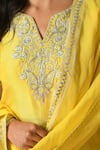 Buy Samyukta Singhania Yellow Organza, Silk Embroidery Split Flower Yoke Straight Kurta Pant Set Online at Aza Fashions Buy_Samyukta Singhania_Yellow Organza, Silk Embroidery Split Flower Yoke Straight Kurta Pant Set _Online_at_Aza_Fashions