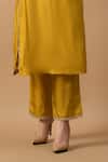 Samyukta Singhania_Yellow Silk, Organza Embroidery, Lace Floral Thread Straight Kurta And Pant Set _Online_at_Aza_Fashions