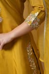 Samyukta Singhania_Yellow Silk, Organza Embroidery, Lace Floral Thread Straight Kurta And Pant Set _at_Aza_Fashions