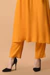 Buy_Samyukta Singhania_Yellow Cotton Rayon Embroidery Floral V-neck Thread Pleat Kurta With Pant _Online_at_Aza_Fashions