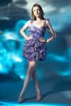 Buy_Verano by Tanya_Blue Shell Organza Printed Flower Sweetheart Neck Eden Dress _at_Aza_Fashions