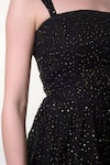 Buy_Verano by Tanya_Black Shell Embroidered Organza Sequin Square Neck Scarlet Dress 