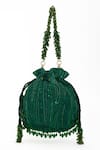 Buy_Doux Amour_Green Sequin Emma And Cutdana Bloom Embroidered Potli Bag _Online_at_Aza_Fashions