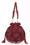 Buy_Doux Amour_Red Sequin Emma And Cutdana Bahar Embroidered Potli Bag _at_Aza_Fashions