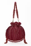 Buy_Doux Amour_Red Sequin Emma And Cutdana Bahar Embroidered Potli Bag _Online_at_Aza_Fashions