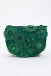 Doux Amour_Green Sequin Fiona And Cutdana Bloom Embroidered Clutch Bag _Online_at_Aza_Fashions