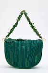 Shop_Doux Amour_Green Sequin Fiona And Cutdana Bloom Embroidered Clutch Bag _Online_at_Aza_Fashions