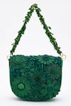 Buy_Doux Amour_Green Sequin Fiona And Cutdana Embroidered Mini Bag _at_Aza_Fashions