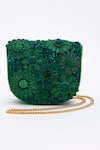 Doux Amour_Green Sequin Fiona And Cutdana Embroidered Mini Bag _Online_at_Aza_Fashions