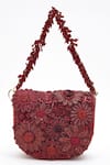 Buy_Doux Amour_Red Sequin Fiona And Cutdana Floral Embroidered Mini Bag _at_Aza_Fashions