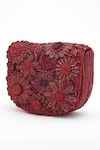 Doux Amour_Red Sequin Fiona And Cutdana Floral Embroidered Mini Bag _at_Aza_Fashions