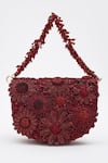 Buy_Doux Amour_Red Sequin Fiona And Cutdana Fiore Embroidered Bag _at_Aza_Fashions