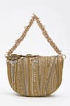 Shop_Doux Amour_Gold Sequin Fiona And Cutdana Floret Embroidered Bag _at_Aza_Fashions