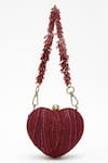 Shop_Doux Amour_Red Sequin Zoe Fiore Embellished Heart Shaped Clutch Bag _at_Aza_Fashions