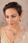 Shop_Anana_Emerald Green Kundan Chameli Polki Floral Necklace Set _at_Aza_Fashions