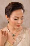 Anana_Emerald Green Kundan Chameli Polki Floral Necklace Set _Online_at_Aza_Fashions