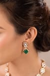 Buy_Anana_Emerald Green Kundan Chameli Polki Floral Necklace Set _Online_at_Aza_Fashions
