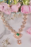 Shop_Anana_Emerald Green Kundan Chameli Polki Floral Necklace Set _Online_at_Aza_Fashions