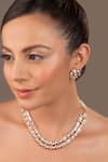 Buy_Anana_White Stones, Pom-poms Ganga Polki Embellished Layered Necklace Set _at_Aza_Fashions