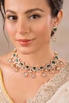 Anana_Gold Plated Kundan Polki Meena Embellished Choker Set _Online_at_Aza_Fashions