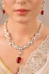 Buy_Anana_Red Kundan Polki Rashi Embellished Necklace Set _Online_at_Aza_Fashions