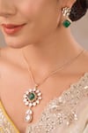 Anana_Green Kundan Polki Embellished Necklace Set _Online_at_Aza_Fashions