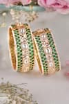 Shop_Anana_Green Kundan Sushmita Embellished Kada Bangle - Single Pc _at_Aza_Fashions