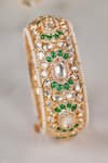 Shop_Anana_Green Kundan Tulsi Embellished Kada Bangle -single Pc _at_Aza_Fashions