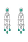 Shop_Varnika Arora_White Cz Twilight Radiant Stone Drop Earrings _at_Aza_Fashions