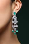 Varnika Arora_White Cz Twilight Radiant Stone Drop Earrings _at_Aza_Fashions