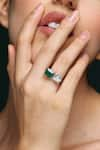 Buy_Varnika Arora_Green Cz Radiant Stone Promise Ring _Online_at_Aza_Fashions